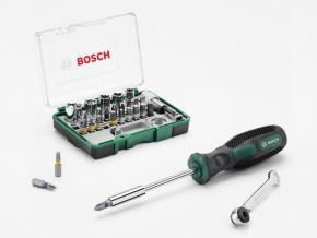 Sada 27-Dielna Bosch s miniračňou + ručný skrutkovač